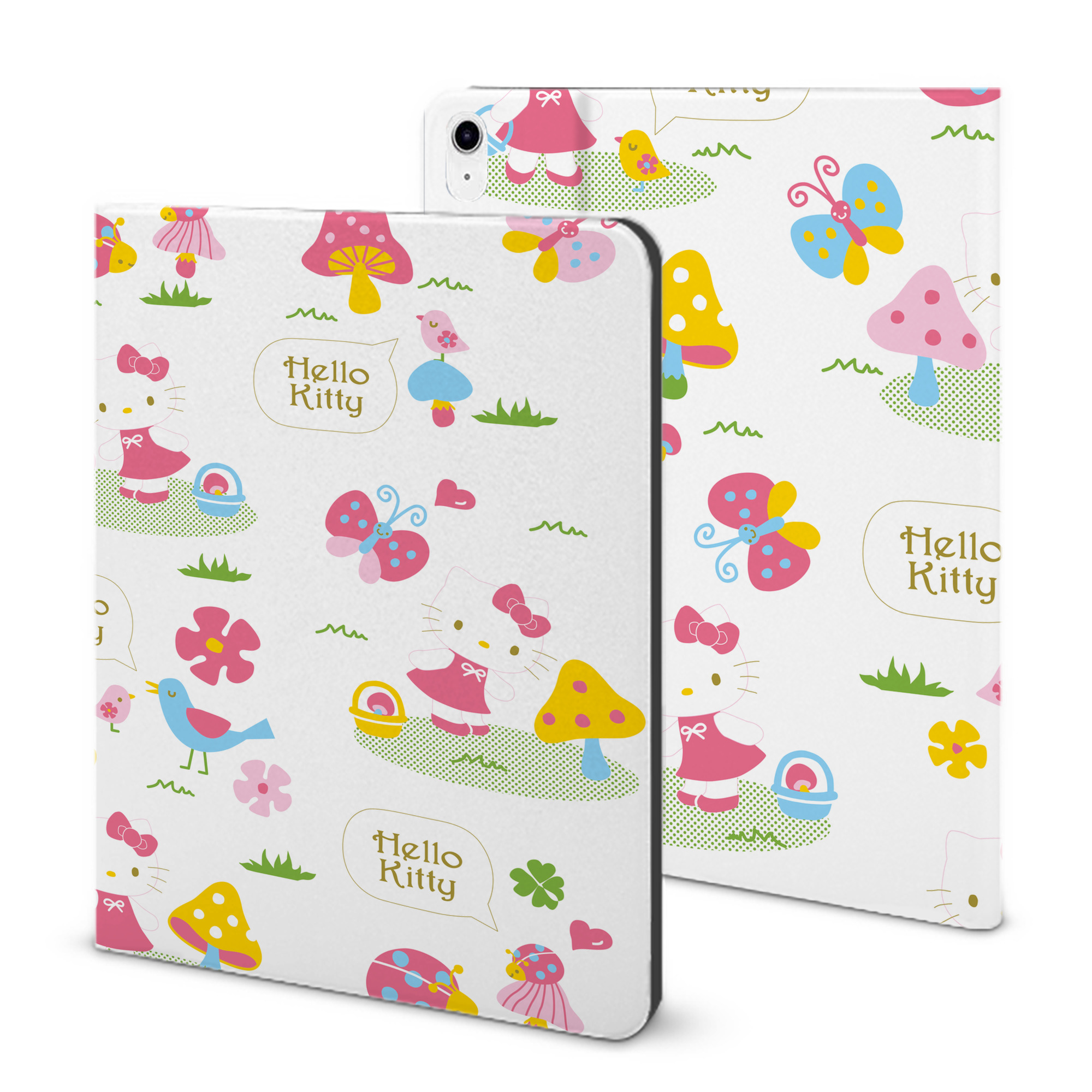 （画像用） Hello Kitty ハローキティ IPad ケース ブック型 PUレザー TPU 耐衝撃 軽量 薄型 ペン収納なし 全面保護 IPad 各モデル対応